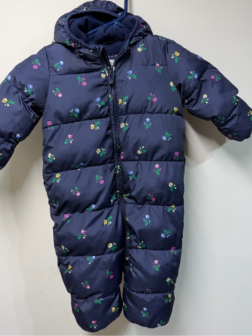 GAP Navy Floral Puffer One-Piece Snowsuit - Kids